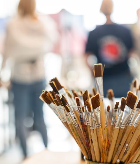 Educational painting classes during art workshops